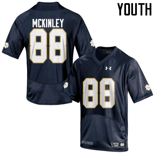 Youth NCAA Notre Dame Fighting Irish #88 Javon McKinley Stitched College Under Armour Authentic Navy Blue Football Jersey IN10A47JS